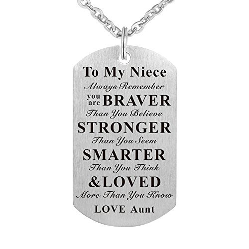 To My Niece Birthday Gift Jewelry Dog Tag Keychain Pendant Necklace From Aunt