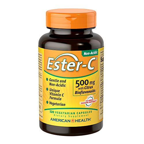 American Health Ester C with Citrus Bioflavonoids Vegetarian Capsules   24 Hour Immune Support Gentle On Stomach Non Acidic Vitamin C   Non GMO Gluten Free Vegan   500 mg 120 Count 60 Servings