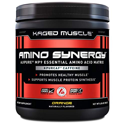 Kaged Muscle Amino Synergy BCAA   EAA Powder Essential Amino Acid Supplement with Coconut Water Orange   Caffeine 30 Servings