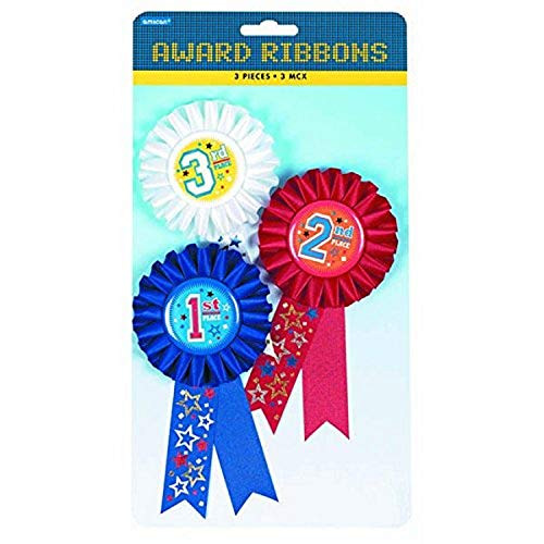 Amscan 215392 Award Ribbons  1st   2nd  and  3rd  Place Party Favor   1 set