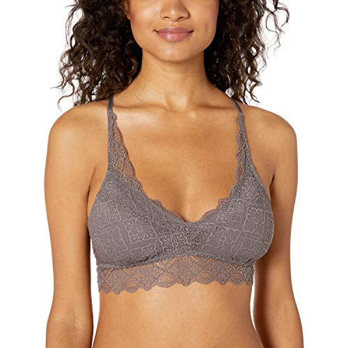 Mae Women s Standard Floral Lace Racerback Bralette with Removable Pads Rabbit Large