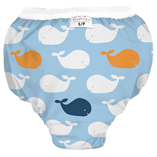Kushies Baby Waterproof Training Pant  33 38 Pounds  Blue Whales Large