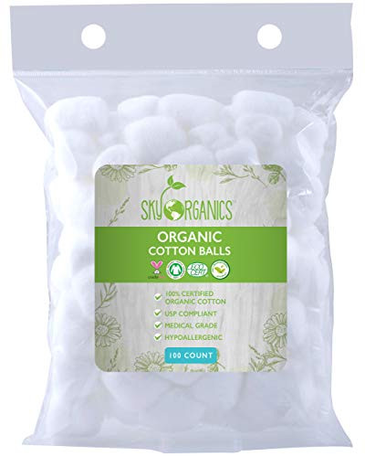Cotton Balls Organic by Sky Organics  100 ct  Fragrance   Chlorine Free Cotton Balls 100  Biodegradable Jumbo Absorbent Cotton Balls Cruelty Free   Natural Cotton Balls for Nail   Make up Removal