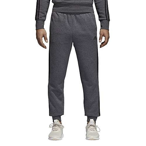 adidas Men s Essentials 3 Stripe Jogger Pants Dark Grey Heather Black Large