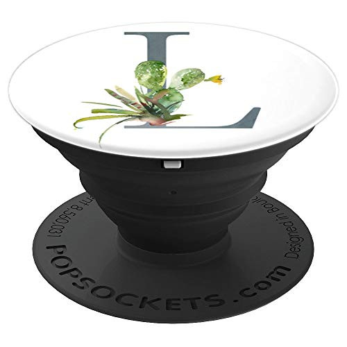 Cactus With Letter L   Monogram Cactus   Initial   Alphabet PopSockets Grip and Stand for Phones and Tablets
