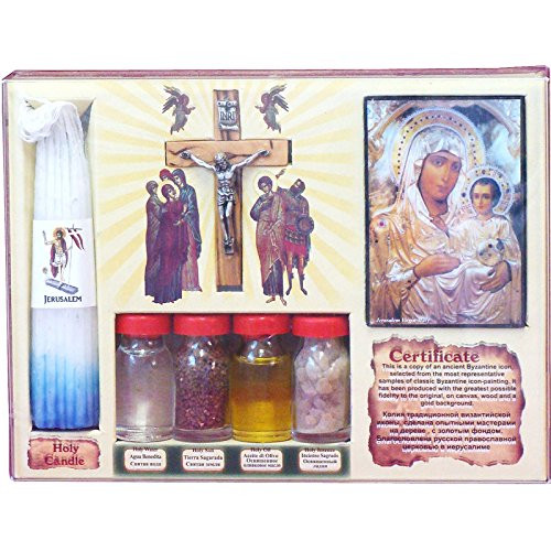 Big Set Holy Samples From Holy Land Olive Wood Cross Soil,olive Oil & Holy Incense HLG003