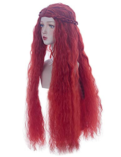 Angelaicos Womens Melisandre Wig Red Women Costume Cosplay Party Long Wavy Red