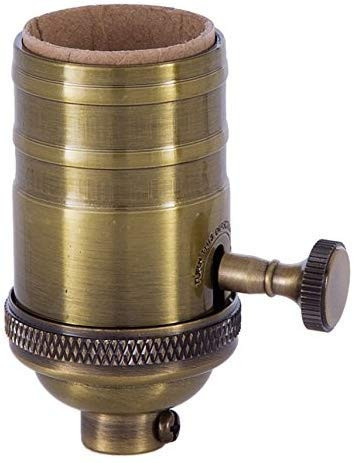 B P Lamp Heavy Turned Brass Socket With Brass Knob Antique Brass Finish 3 Way Function No Uno Thread