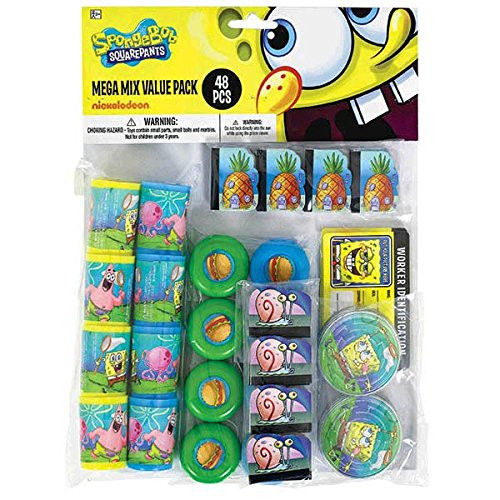 Silly Spongebob Party Mega Mix Assorted Favours, Plastic, Pack of 48