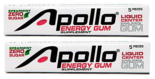 Apollo Energy Gum Liquid Core Xylitol Gum Sugar Free Aspartame Free Caffeinated Gum Spearmint 5 Pieces of Gum Per Pack 2 Pack Apollo Energy Gum Liquid Core Xylitol Gum Sugar Free Aspartame Free Caffeinated Gum Spearmint 5 Pieces of Gum Per Pack 2 Pack