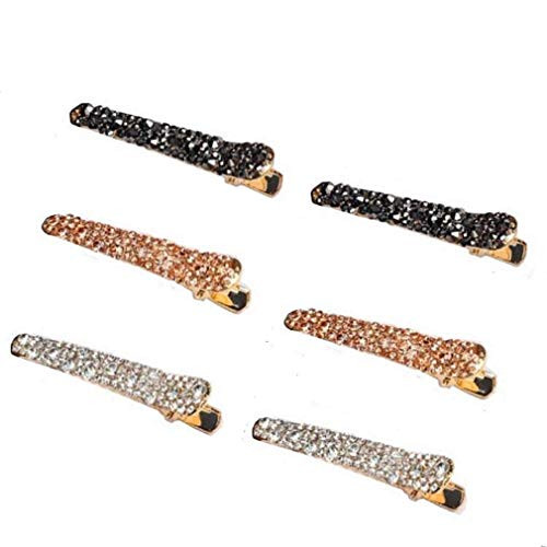 Rhinestone Hair Clips   6 Pcs Metal Bobby Pin Crystal Hair Pin Duckbill Alligator Clip Pin Hair Accessories for Lady Women Girls