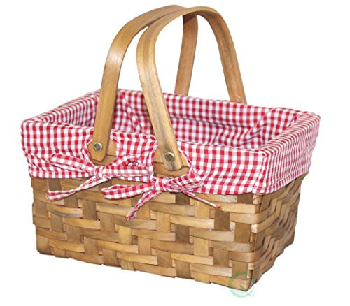 Vintiquewise(TM Rectangular Basket Lined with Gingham Lining, Small