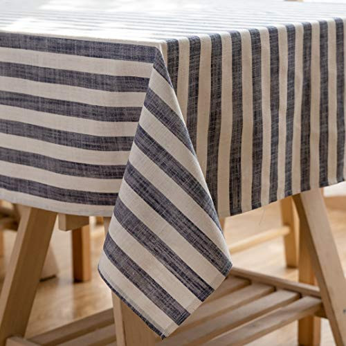 Aquazolax Textured Fabric Tablecloth 100  Natural Cotton Linen Table Protector for Cafe and Home Decor54  x 84  Navy