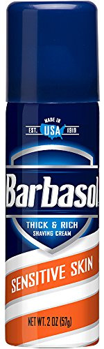 Barbasol Sensitive Skin Thick   Rich Shaving Cream for Men 2 OZ  Travel Size   TSA Approved