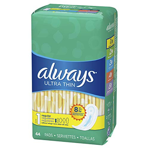 ALWAYS Ultra Thin Size 1 Regular Pads Without Wings Unscented 44 Count