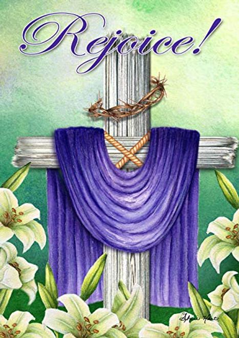 Toland Home Garden 1112304 Rejoice Cross 12.5 x 18 Inch Decorative, Christian Crown Lillies Double Sided Garden Flag Toland Home Garden 1112304 Rejoice Cross 12.5 x 18 Inch Decorative, Christian Crown Lillies Double Sided Garden Flag