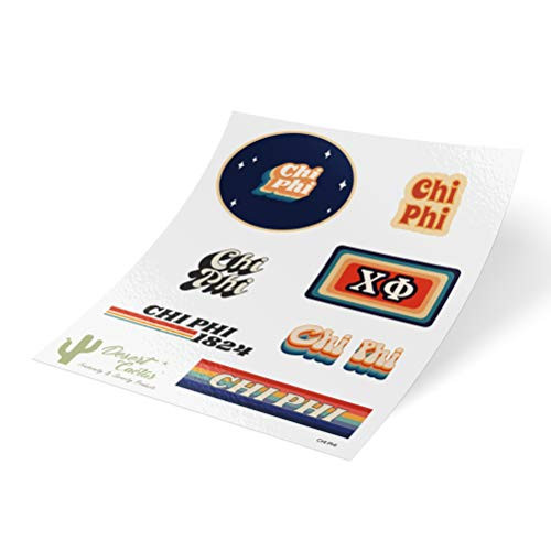 Chi Phi 70's Themed Sticker Sheet Decal Laptop Water Bottle Car (Full Sheet - 70's)