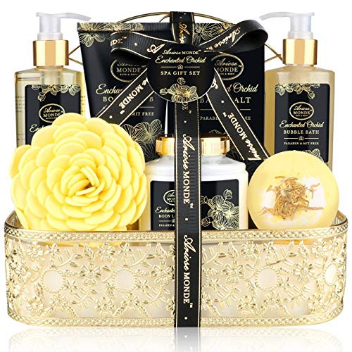 Gift Bath Shower Spa Basket Gift Set Enchanted Orchid Scent with Shower Gel Bubble BathBody LotionBody ScrubBath BombsBath Salt and More Bath and Body Gift Box for Women 8Pcs Gift Bath Shower Spa Basket Gift Set Enchanted Orchid Scent with Shower Gel Bubble BathBody LotionBody ScrubBath BombsBath Salt and More Bath and Body Gift Box for Women 8Pcs