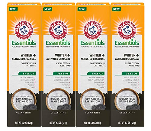 Arm   Hammer Essentials Whiten   Activated Charcoal Fluoride Free Toothpaste 43 OZ 4 Pack