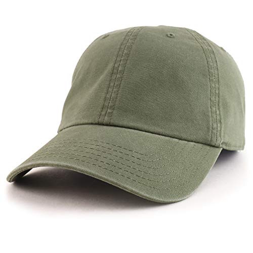 Armycrew Oversize 2XL Garment Washed Soft Cotton Canvas Dad Hat Cap   Olive   2XL