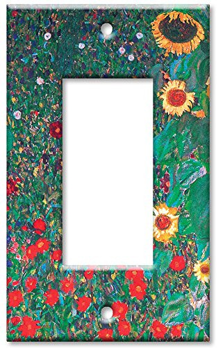Single Gang Rocker Wall Plate   Klimt  Sunflowers