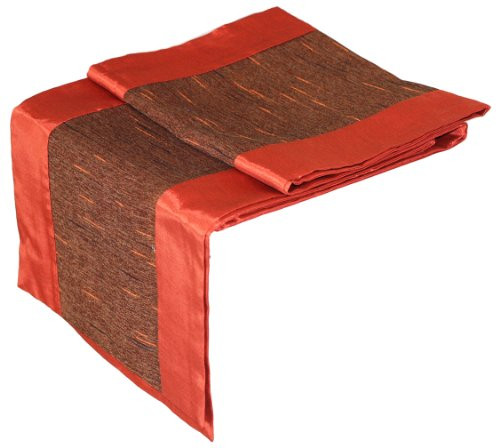 Artiwa Burnt Orange   Brown Silk Decorative Rectangle Table Runner   Bed Runner 230cm