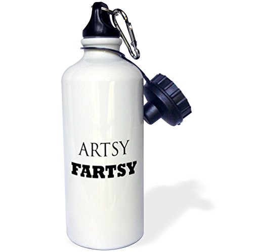 3dRose  ARTSY FARTSY BLACK TEXT ON WHITE BACKGROUND  Sports Water Bottle 21 oz White 3dRose  ARTSY FARTSY BLACK TEXT ON WHITE BACKGROUND  Sports Water Bottle 21 oz White