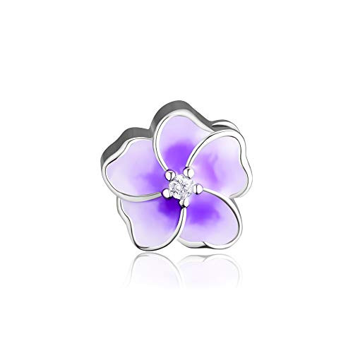 CKK DIY Flower Beads Fits Pandora Bracelet Authentic 925 Sterling Silver Jewelry Enamel Flower Charms for Women