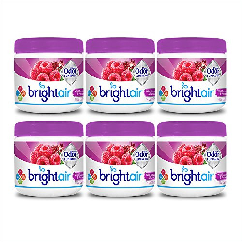 Bright Air Solid Air Freshener and Odor Eliminator Wild Raspberry and Pomegranate Scent 14 Oz Each 6 Pack