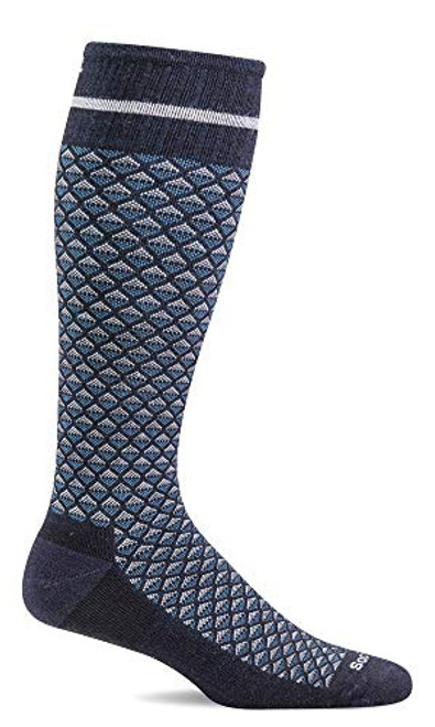 Sockwell Men s Micro Mix Firm Graduated Compression Sock Navy Blue   M L