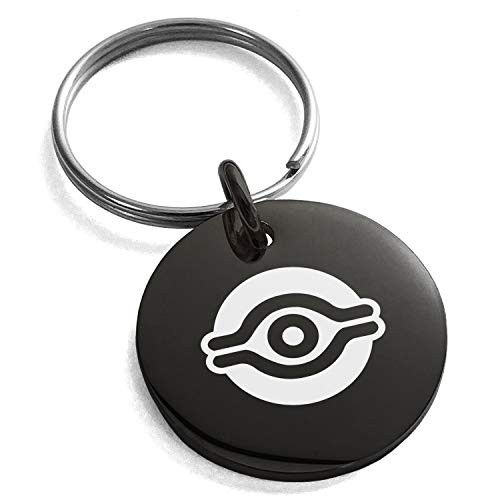 Tioneer Yu Gi Oh  Millennium Eye Black Stainless Steel Small Medallion Circle Charm Keychain Keyring
