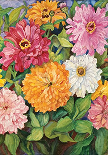 Toland Home Garden Vibrant Zinnias 125 x 18 Inch Decorative Colorful Spring Summer Flower Garden Flag