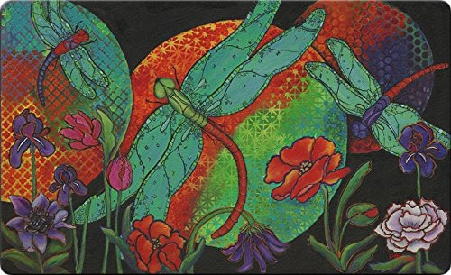 Toland Home Garden Twilight Flight 18 by 30 Inch Decorative Dragonfly Floor Mat Sunset Flower Doormat 800172