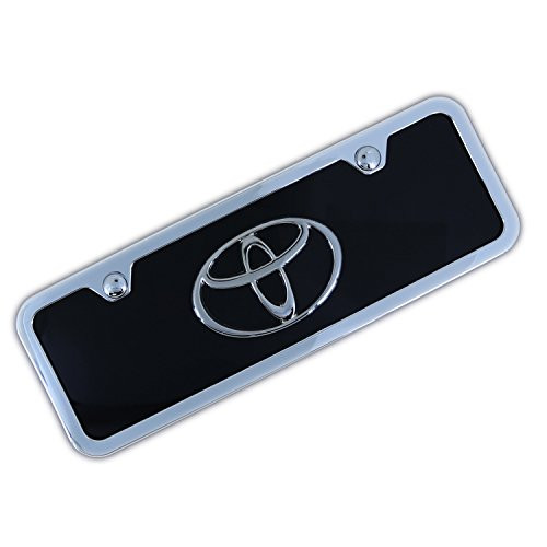 Au Tomotive Gold INC Toyota Chrome Logo On Mini Black License Plate Frame Au Tomotive Gold INC Toyota Chrome Logo On Mini Black License Plate Frame