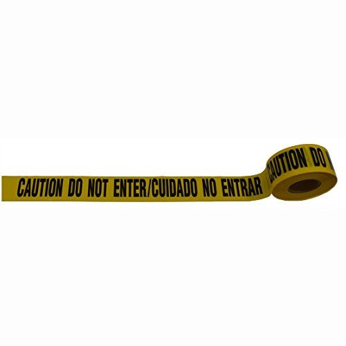 Petra Roc BTBL CAUTION Barricade Tape 2 Mil 3  x 1000  Yellow Black Printing Bilingual CAUTION DO NOT ENTER Cuidado No Entrar Yellow