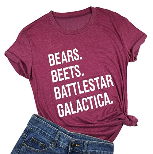Bears Beets Battlestar Galactica Shirt Fashion Short Sleeve Office Tee Tops  LargeRed