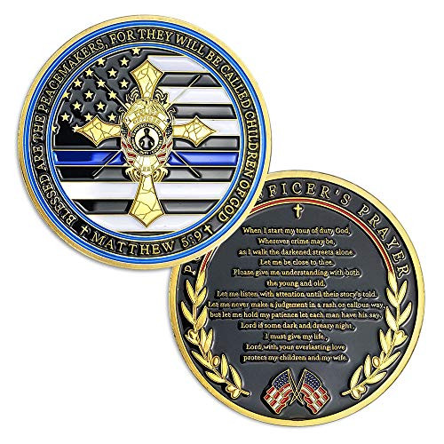 AtSKnSK Police Officers Law Enforcement Challenge Coin Thin Blue Line Police Prayer Coin AtSKnSK Police Officers Law Enforcement Challenge Coin Thin Blue Line Police Prayer Coin