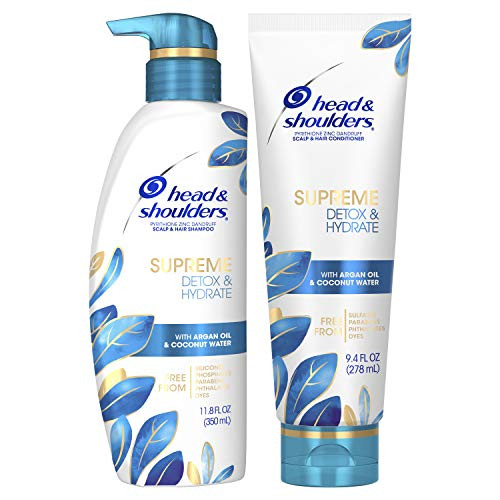Head   Shoulders Supreme Scalp Care and Dandruff Treatment Shampoo and Conditioner Bundle with Argan Oil and Coconut Water Detox and Hydrate Safe for Color Treated Hair 118 Fl Oz Twin Pack