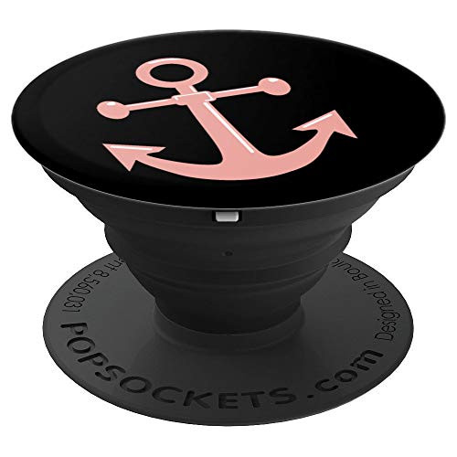 Rose gold Anchor on black background PopSockets Grip and Stand for Phones and Tablets