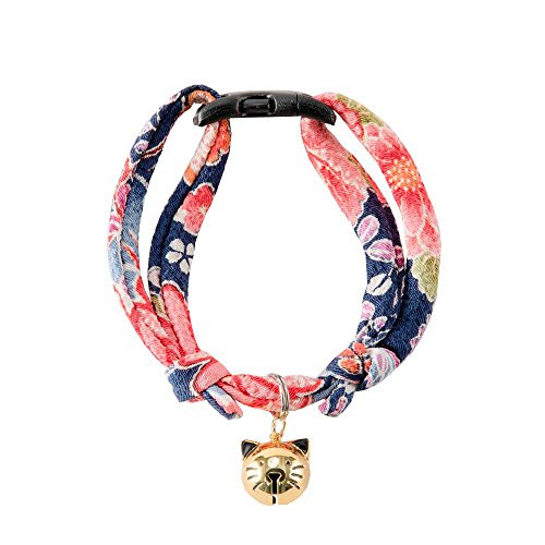 Necoichi Chirimen Hanabi Fireworks Cat Collar  Navy
