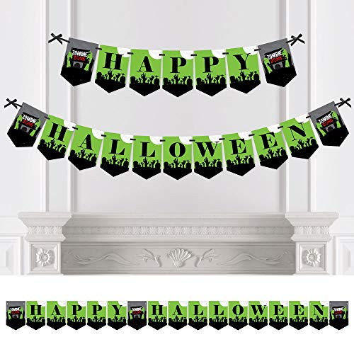 Big Dot of Happiness Zombie Zone   Halloween Zombie Crawl Party Bunting Banner   Party Decorations   Happy Halloween