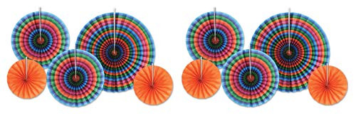 Beistle Fiesta Accordion Paper Fans 10 Piece Mexican Decorations Day Of The Dead Party Supplies 9    16  Multicolored