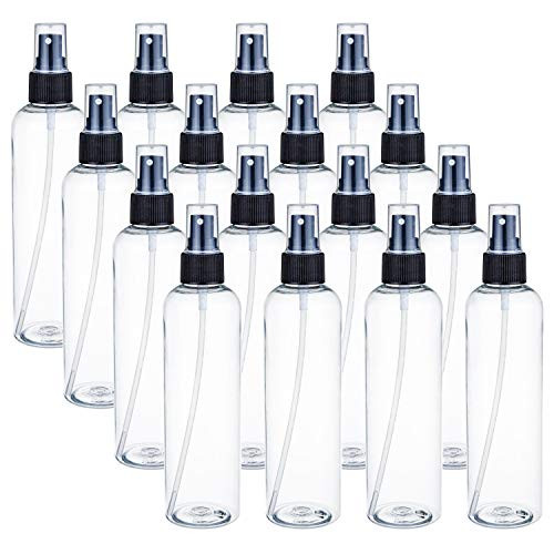 Bekith 16 Pack 8 oz Plastic Spray Bottles Clear Empty Fine Mist Sprayer Bottles with Pump Spray Cap for Essential Oils Travel Perfumes