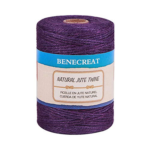 BENECREAT 656 Feet 2mm Natural Jute Twine 3Ply Purple Jute String Rope for Gardening Gift Packing Arts   Crafts and Party Decoration