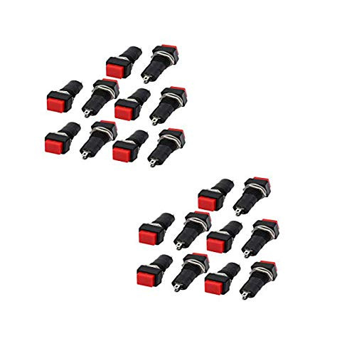 Yohii 20 Pcs Red Momentary Square Push Button Switch NO SPST AC 250V 3A