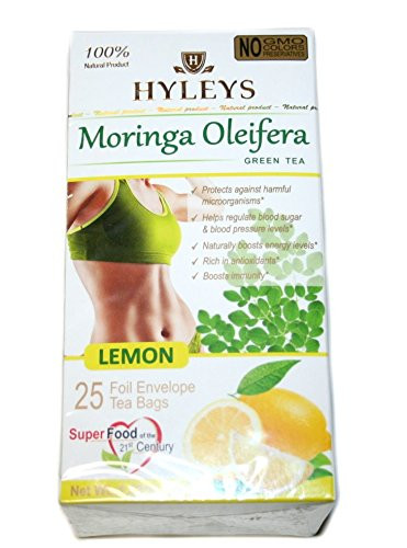 Hyleys Moringa Oleifera Green Tea, Lemon 25 Teabags