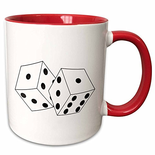 3dRose 39695 5 Black Die Dice Background Ceramic Mug 11 oz Red White