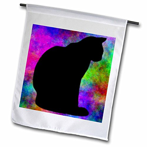 3dRose fl 172150 1 Black Cat with Abstract Background by Angelandspot Garden Flag 12 by 18 Inch
