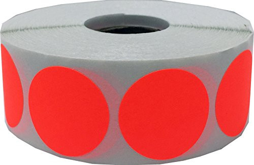 Blank Shooting Target Pasters Fluorescent Red 1 Inch Round Circle Dots 500 Adhesive Target Stickers