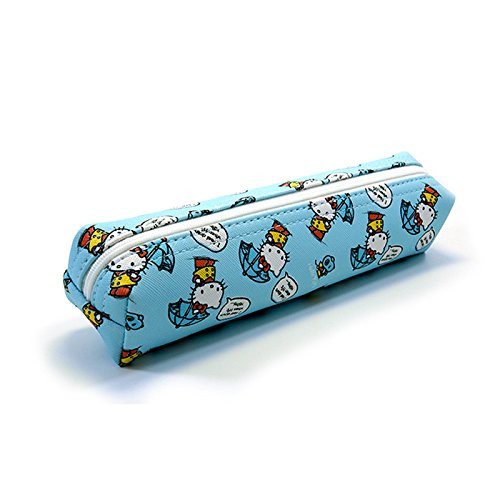 Sanrio Hello Kitty Pencil Case Multi-purpose Pouch 1pc: Playing with Kitty (Blue)